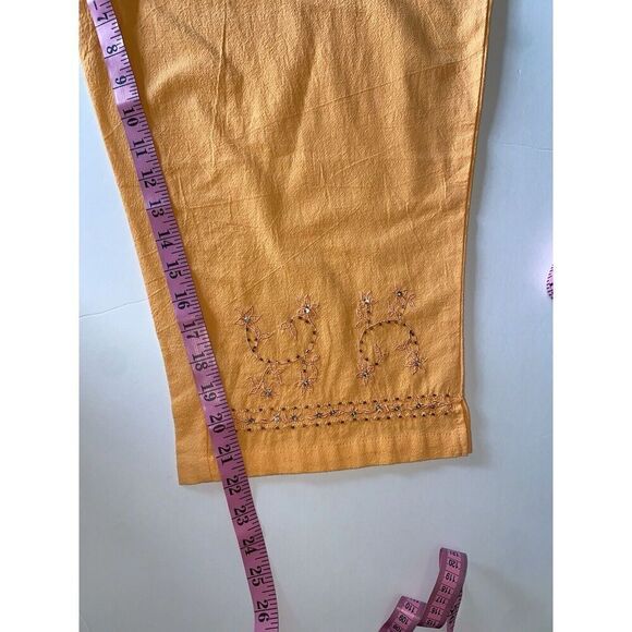Jane Ashley Pull-On Pants Crop Capri Orange Drawstring Embellished Embroidery 2X - Picture 12 of 16